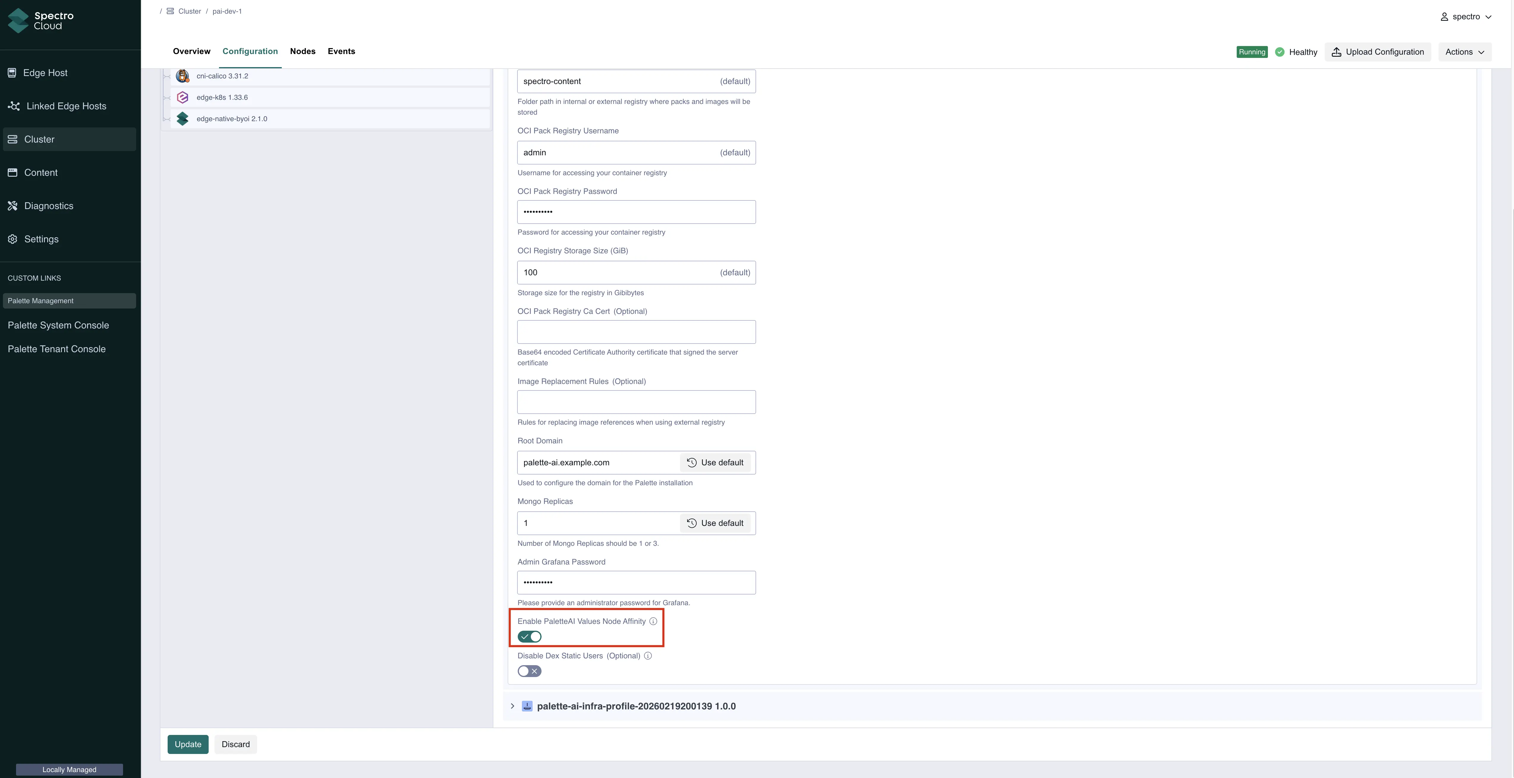 Enable Values Node Selector