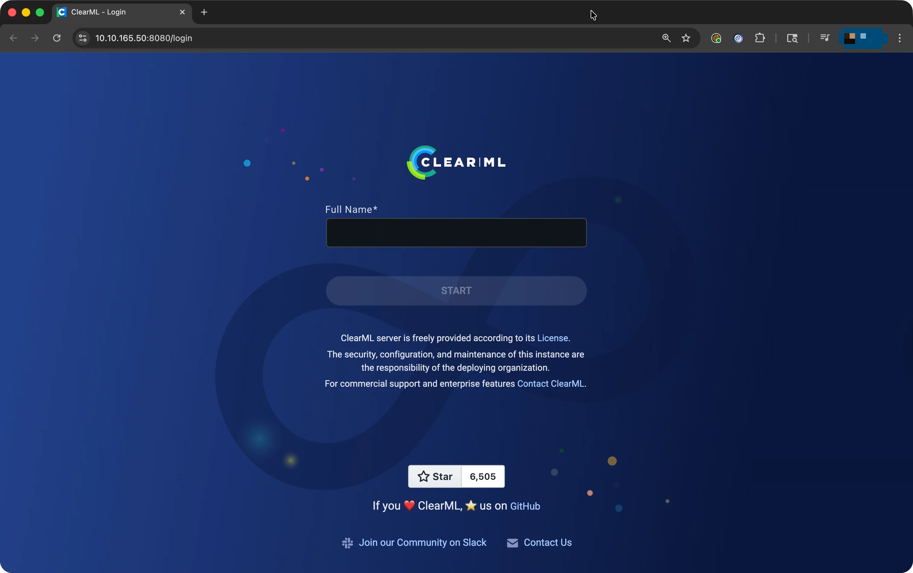 A view of the ClearML application